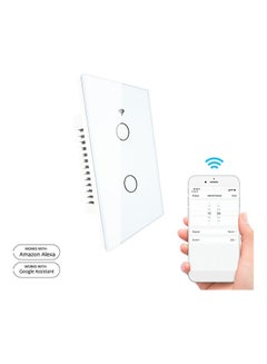 Buy Smart Light Switch with Wifi Remote APP and Voice Control- 2 Gang White in Saudi Arabia