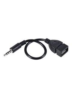 اشتري محول من منفذ USB 2.0 أنثى إلى كابل AUX ذكر مقاس 3.5 مم لمحول صوت السيارة أسود في الامارات