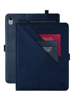 اشتري Leather Folio Case With Card Slot And Pocket Wallet For Ipad 10.9بوصة أزرق كحلي في الامارات