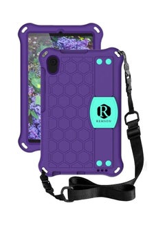 Buy Silicone Stand Smart Case Cover With Shoulder Strap For Samsung Galaxy Tab A Purple/Aqua in UAE