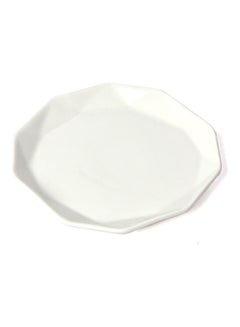 Buy Elegant Porcelain Serving Round Plate With Ribbed Edges White 15cm in Saudi Arabia