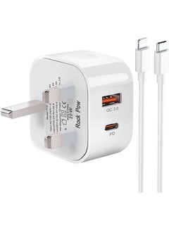 Buy 20W Type C PD 3.0 Power Adapter Plug UK With Lead White in UAE