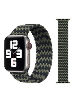 Buy Replacement  Braided Solo Loop Apple Watch Band for 45/44/42 mm Small Black/Green in Saudi Arabia