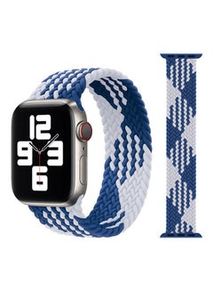 Buy Replacement  Braided Solo Loop Apple Watch Band for 45/44/42 mm Medium Blue/White in UAE
