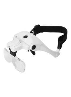 Buy Headband Glasses Magnifier With 2 LED Light White/Black in Saudi Arabia