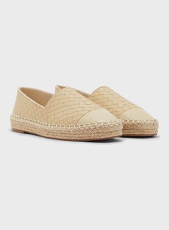 Buy Weaved Toe Flat Espadrilles Light Beige in UAE