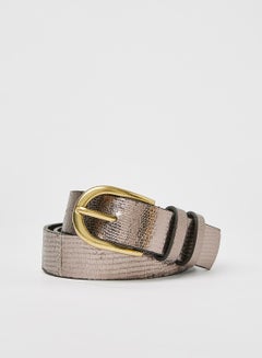 اشتري Snakeskin Textured Leather Belt Bronze Mist في السعودية