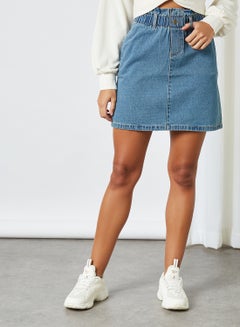 Buy High-Waist Denim Skirt Medium Blue Denim in Saudi Arabia