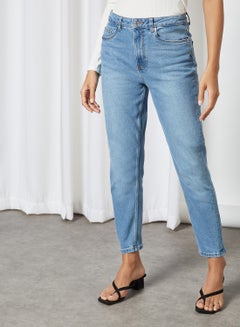 Buy High-Waist Mom Jeans Light Blue Denim in Saudi Arabia