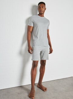 Buy Solid Co-Ord Shorts Set Light Grey Marl in Egypt