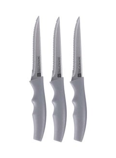 Buy 3-Piece Steak Knife Set Teeth Blade Silver 13cm in UAE