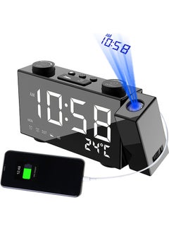 Buy LED Projector Digital Alarm Clock Black/White/Blue 22.50x4.20x9.30cm in Saudi Arabia