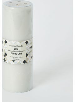 Buy Zen Monochrome Luxury Ebony Oud Pillar Scented Candle White 713g in Saudi Arabia