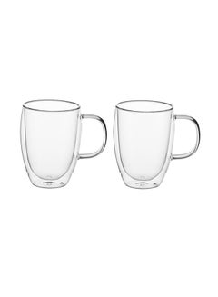 Buy 2-Piece Double Wall Glass Tumbler Set Clear in UAE
