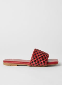 Buy Strap Detail Flat Sandals Black/Red in Saudi Arabia