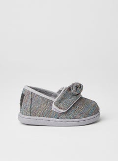 Buy Girls Glimmer Woven Bow Velcro Slip-On Shoes Drizzle Grey in UAE