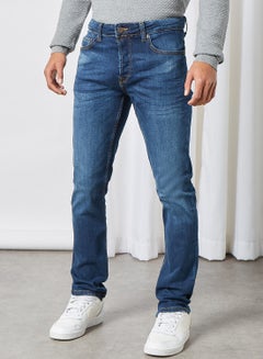 Buy Regular Fit Jeans Medium Blue Denim in Saudi Arabia