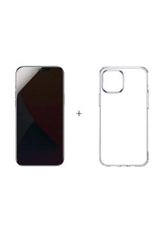 Buy Protective Case Cover With Privacy Tempered Glass Screen Protector For iPhone 12 Mini Clear in UAE