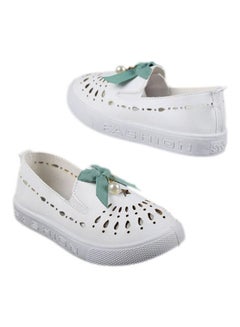 Buy Leather Casual Girls Shoes White in Egypt