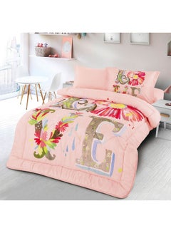 Buy 4-Piece Comforter Set polyester Pink 170X230cm in Saudi Arabia