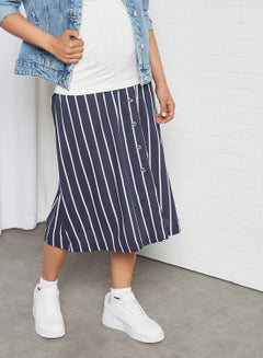 Buy Striped Midi Maternity Skirt Navy Blazer in UAE