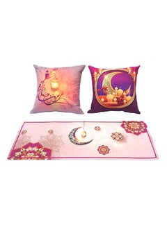 Buy Set Of 2 Ramadan Kareem Cushion Covers And 1 Runner multicolour 40x40 & 90x35cm in UAE