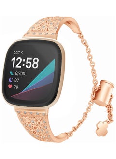 Buy Stainless Steel Replacement Band for Fitbit Versa 3/ Fitbit Sense Rose Gold in Saudi Arabia