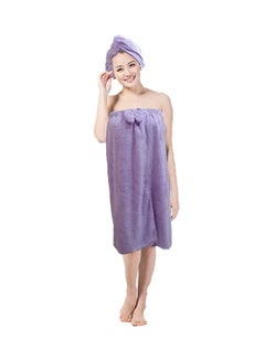 Buy Bath Towel With Hair Drying Towel Purple 70×140cm in UAE