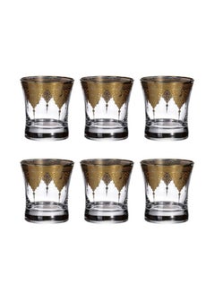 Buy 6-Piece Water Glass Set Clear/Gold 10.6centimeter in Saudi Arabia