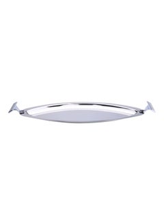 Buy Glitter Stainless Steel Oval Tray Silver in UAE