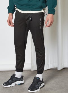 Buy Solid Slim Fit Joggers Black in UAE