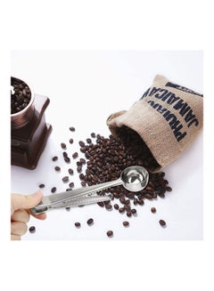 Buy Stainless Steel Measuring Spoon Coffee With Bag Sealing Clip Silver in UAE