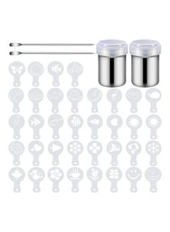 Buy 72-Piece Coffee Stencils Art  Mold Tool With 2 Latte Pen White/Silver in Saudi Arabia