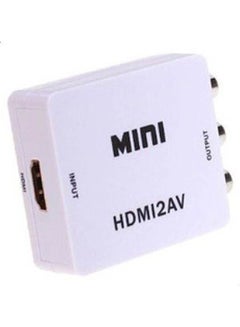 Buy Mini Hd Video Converter Box Hdmi To Av / Cvbs L/R Video Adapter Hdmi To Cvbs Audio Support Ntsc And Pal Output White in Saudi Arabia