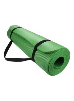 Buy Pure Color Anti-Skid Yoga Mat Nonslip Fitness Pad 10Mm Thick With Carrying Strap & Bag - Green in Egypt