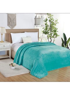 Buy Soft Bed Blanket flannel Green 200 x 220cm in Saudi Arabia