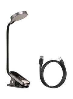 Buy Comfort Reading Mini Clip Lamp Eye Protection Light LED Reading Lamp Desk and Bed Light Clip-on Mini Rechargeable 360 Degree Rotation Adjustable Brightness Levels for Bookworms, Kids Study Room and Travel Black/Grey 43x49x290mm in UAE