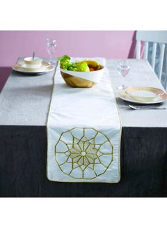 Buy Masharbiya Kaylen Embroidered Table Runner White 180 x 33cm in Saudi Arabia