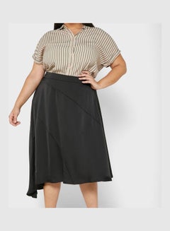 Buy Asymmetric Plain Skirt Black in Saudi Arabia