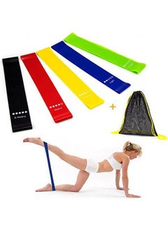 Buy Resistance Bands Exercise For Woman Yoga Set Of 5 With Bag 3.6X9.8cm in Egypt