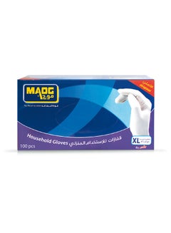 Buy 100-Pieces Household Disposable Gloves White XL in Saudi Arabia