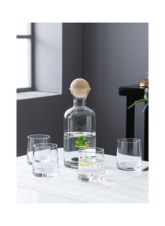 Buy Pack Of 5 Glass Water Bottle Set Clear 1.2Liters in Saudi Arabia