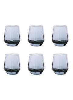 Buy 6-Piece Hexagonal Low Glass Water Cup Clear 9.2x9.3x6.6cm in UAE