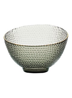 Buy Golden Edge Slant Mouth Round Creative Hammer Glass Bowl Grey 18x18x12.3cm in UAE