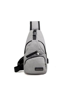 Buy Solid Chest Waistpack Belt Shoulder Bag With USB Charger Grey in Saudi Arabia
