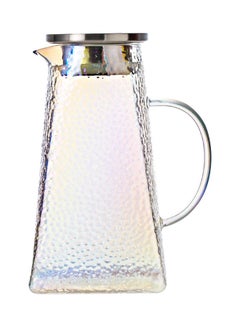 Buy Hammer Texture Glass Water Bottle With Handle Clear in Saudi Arabia