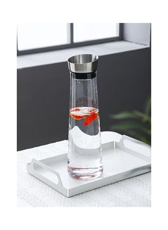 Buy Borosilicate Glass Water Bottle Reusable Drinking Bottles With Stainless Steel Lid Clear/Silver 1000ml in UAE
