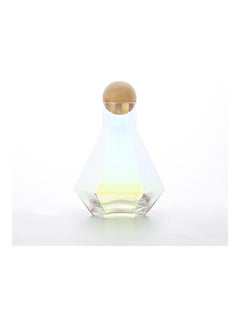 Buy Glass Water Bottle With Six Edge And Wooden Stopper Clear in Saudi Arabia