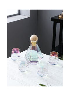 Buy Pack Of 5 Glass Water Bottle Set Clear 1.2Liters in UAE
