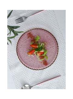 Buy Nordic Glass Western Round Phnom Penh Steak Plate Pink 21.5x1.5cm in Saudi Arabia